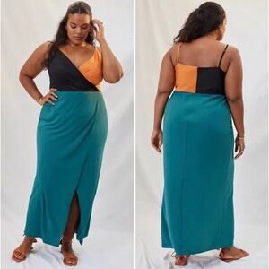 Hutch Anthropologie Sleeveless Colorblocked Faux Wrap Maxi Dress Size 22W